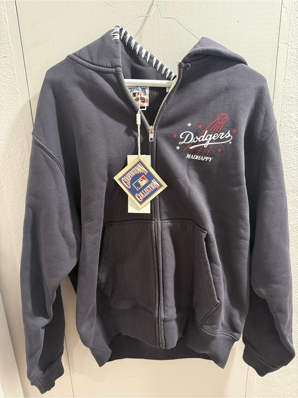 NWT Madhappy Dodgers Stars Fleece Zip Up Noir Unisex Size Small